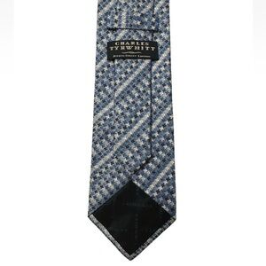 Charles Tyrwhitt Jermyn Street London Blue Houndstooth Silk Tie Made in England